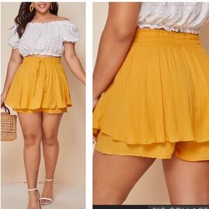 NEW•2X•Mellow Yellow Drawstring Layered Shorts